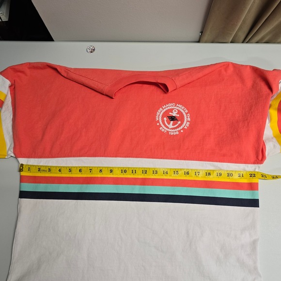 Disney Cruise Line Spirit Jersey Medium Coral White Striped Long Sleeve Shirt - Picture 6 of 9